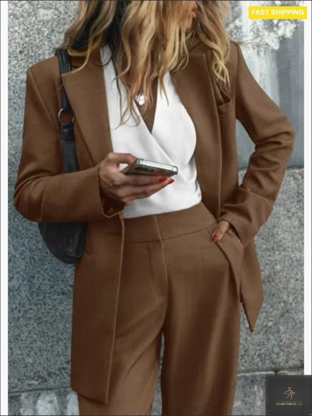 Oversized Blazer and Wide Leg Pantsuit 2 Piece Set Business Casual Office Wear